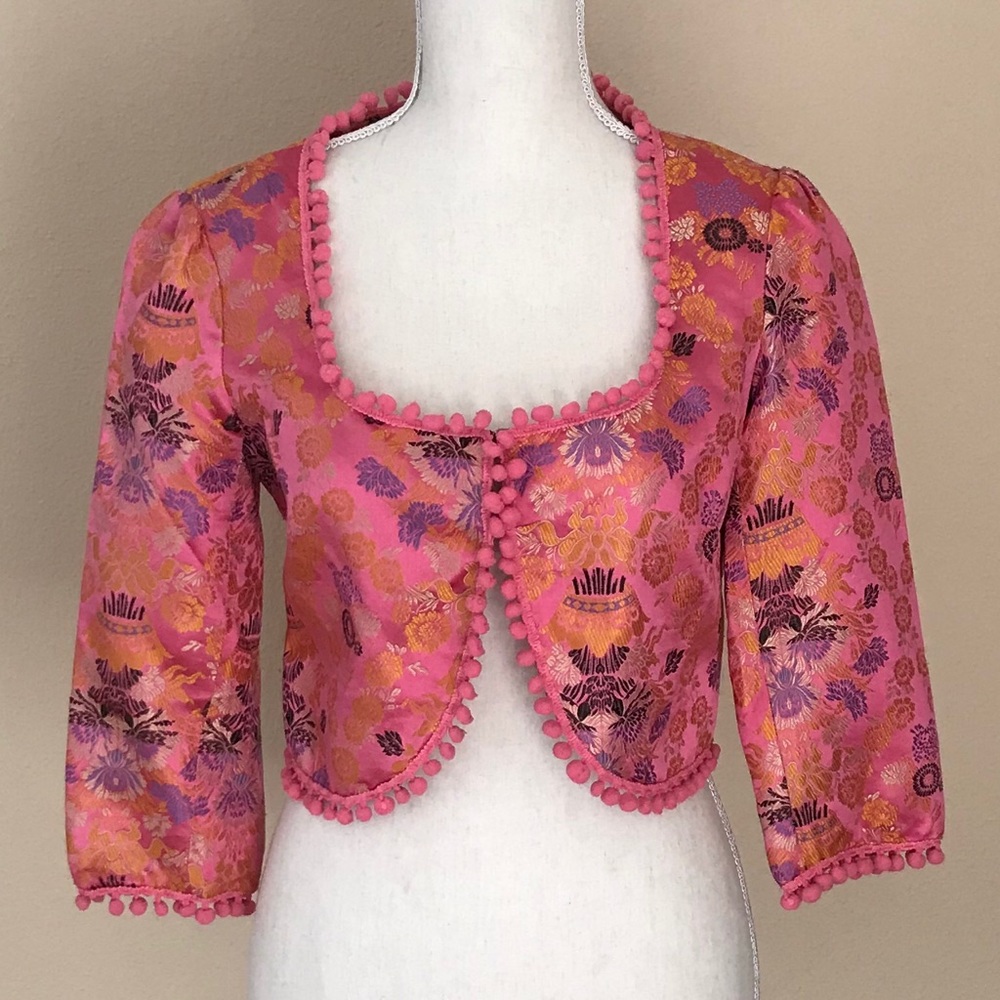 Anthropologie Elevenses Asian pattern Silk Jacket